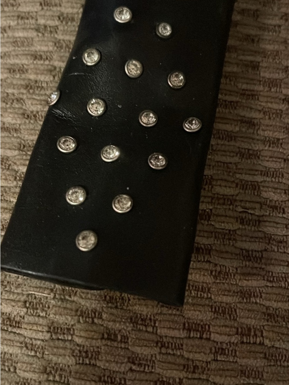 Men's Black Leather Belt with Silver Stud Accents